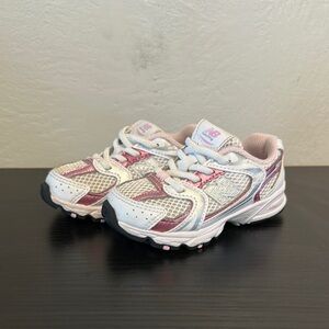 New Balance Kids' Pink and White Sneakers